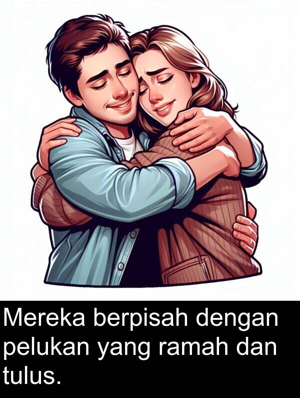 ramah: Mereka berpisah dengan pelukan yang ramah dan tulus.