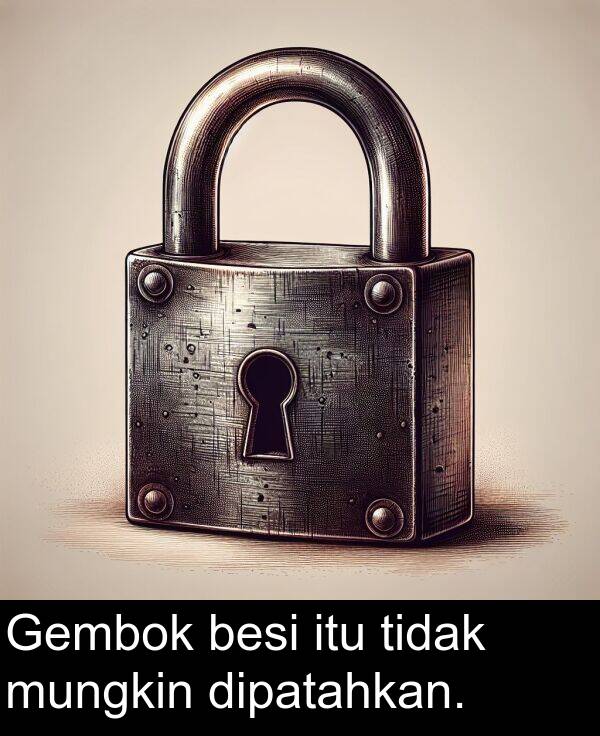 mungkin: Gembok besi itu tidak mungkin dipatahkan.