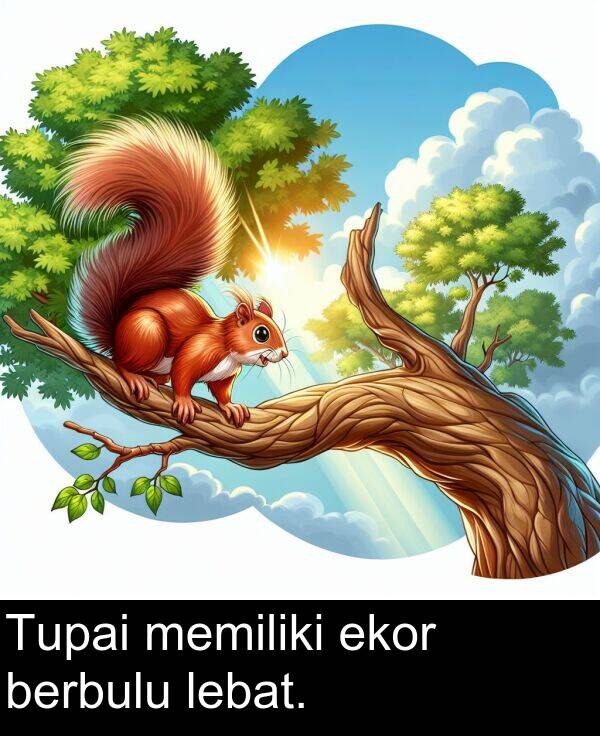 lebat: Tupai memiliki ekor berbulu lebat.