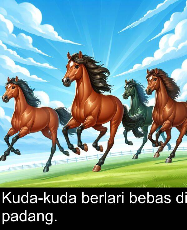 padang: Kuda-kuda berlari bebas di padang.