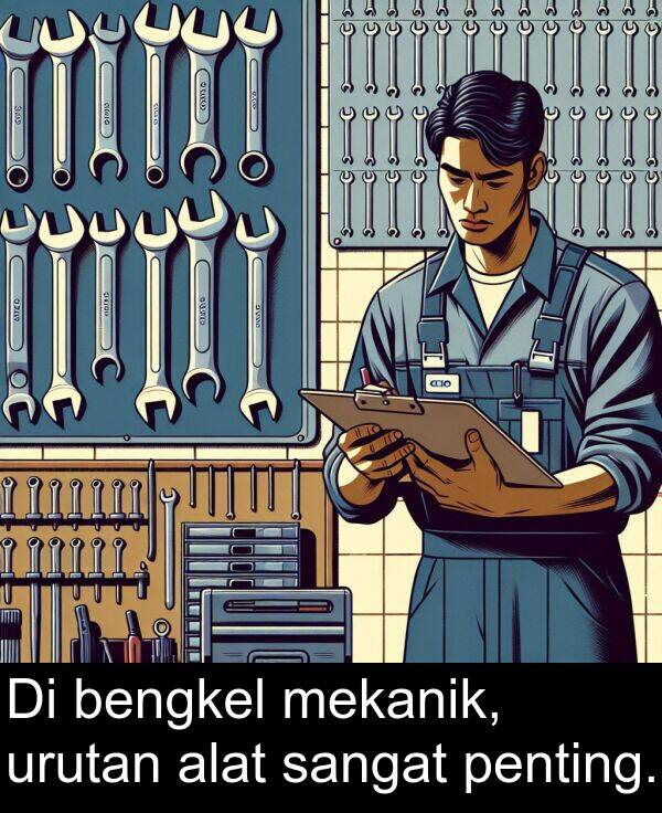 mekanik: Di bengkel mekanik, urutan alat sangat penting.