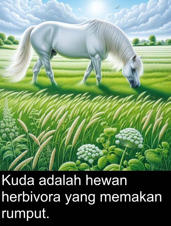 hewan: Kuda adalah hewan herbivora yang memakan rumput.