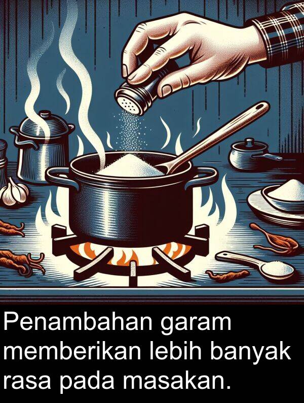 rasa: Penambahan garam memberikan lebih banyak rasa pada masakan.