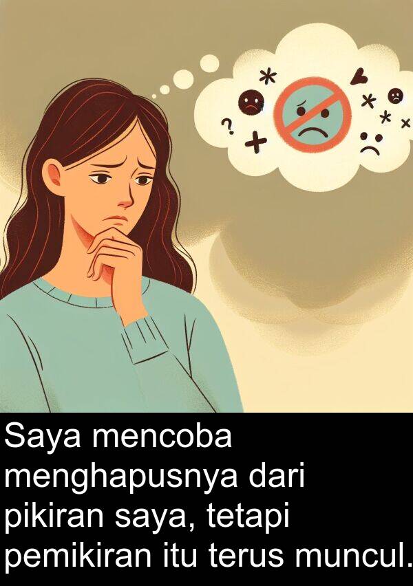 pemikiran: Saya mencoba menghapusnya dari pikiran saya, tetapi pemikiran itu terus muncul.
