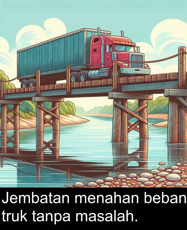 tanpa: Jembatan menahan beban truk tanpa masalah.