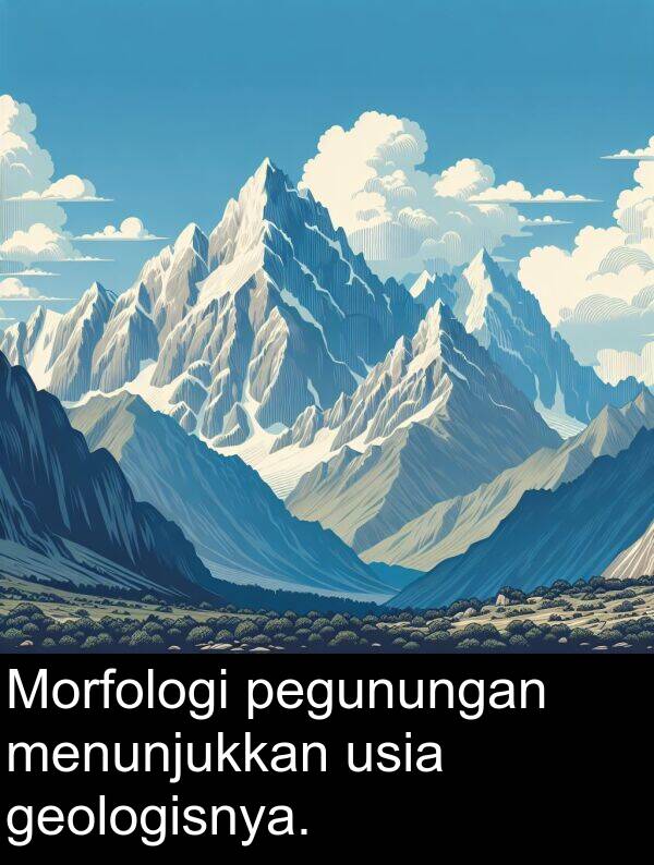geologisnya: Morfologi pegunungan menunjukkan usia geologisnya.
