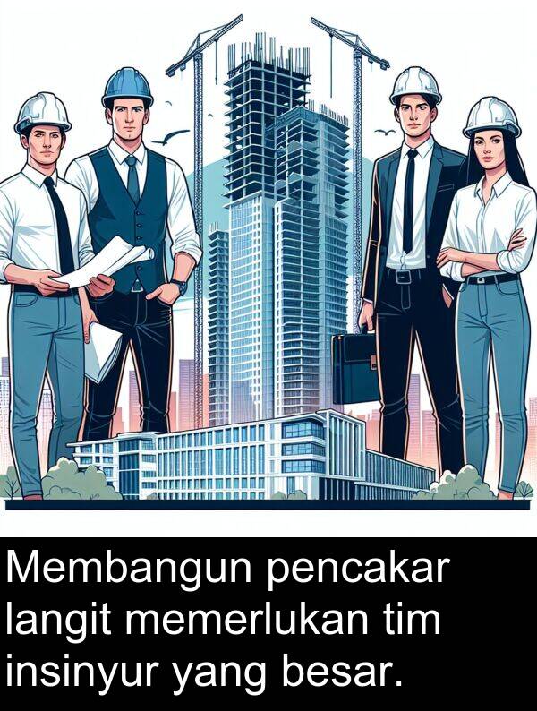 langit: Membangun pencakar langit memerlukan tim insinyur yang besar.