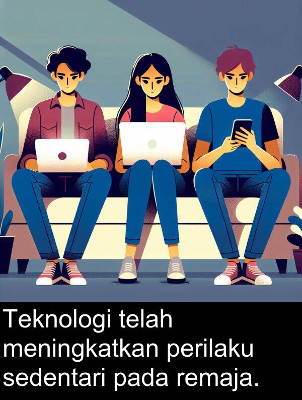 sedentari: Teknologi telah meningkatkan perilaku sedentari pada remaja.
