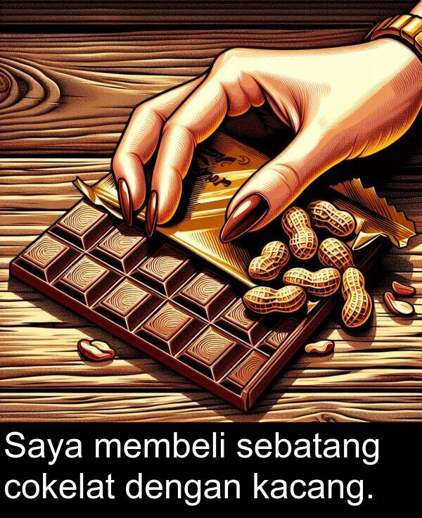 sebatang: Saya membeli sebatang cokelat dengan kacang.