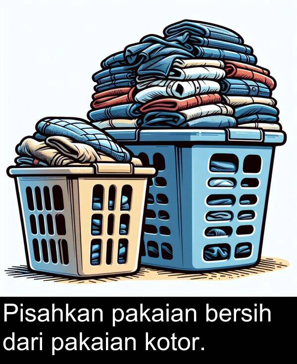 kotor: Pisahkan pakaian bersih dari pakaian kotor.