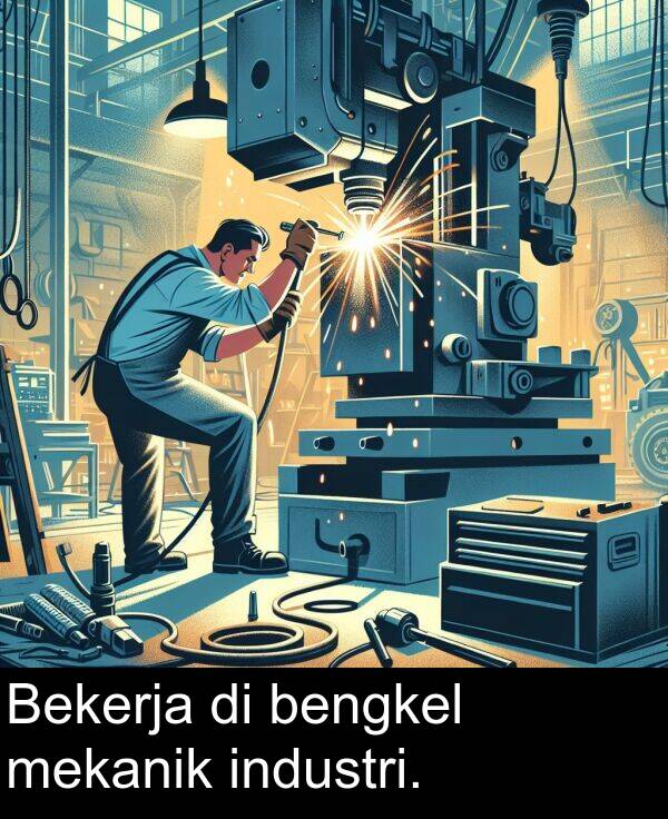 mekanik: Bekerja di bengkel mekanik industri.