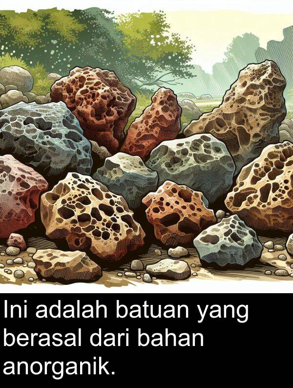 berasal: Ini adalah batuan yang berasal dari bahan anorganik.