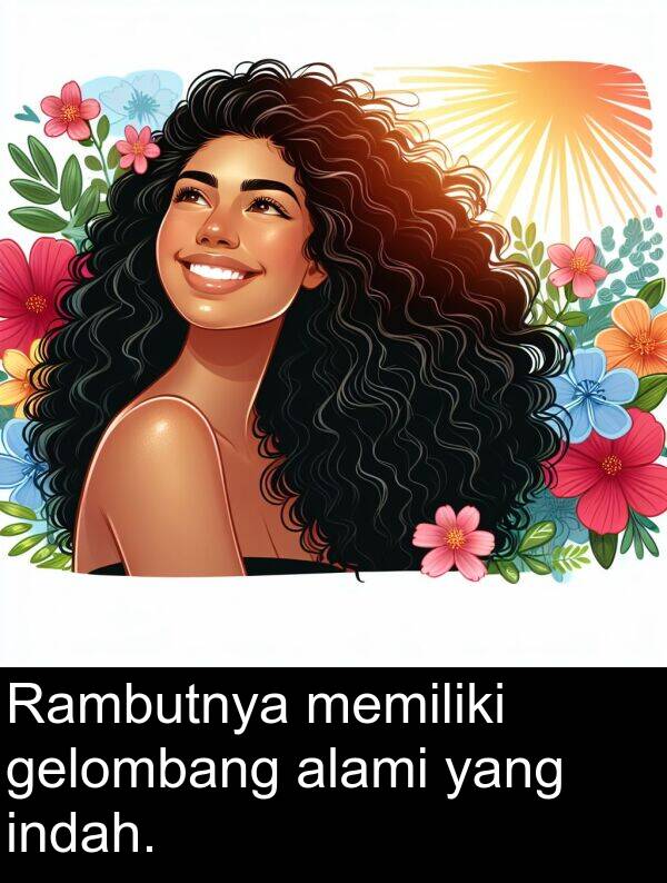 gelombang: Rambutnya memiliki gelombang alami yang indah.