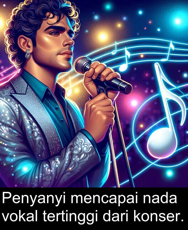 nada: Penyanyi mencapai nada vokal tertinggi dari konser.