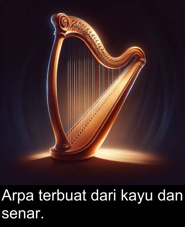 senar: Arpa terbuat dari kayu dan senar.