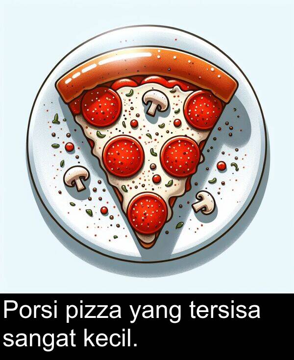 yang: Porsi pizza yang tersisa sangat kecil.