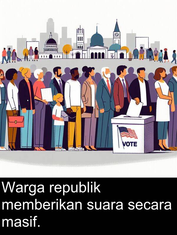 masif: Warga republik memberikan suara secara masif.