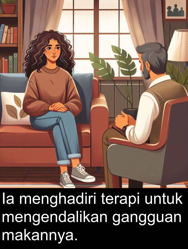 terapi: Ia menghadiri terapi untuk mengendalikan gangguan makannya.
