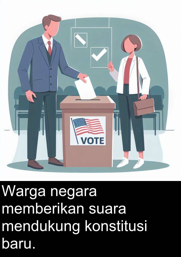 memberikan: Warga negara memberikan suara mendukung konstitusi baru.