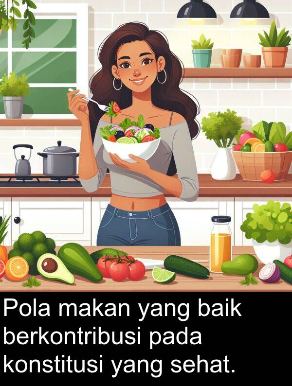 makan: Pola makan yang baik berkontribusi pada konstitusi yang sehat.