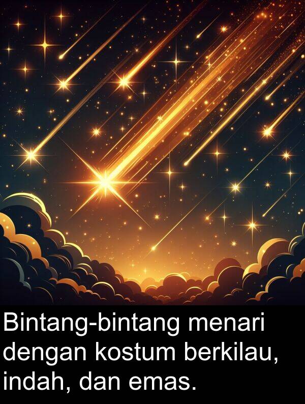 indah: Bintang-bintang menari dengan kostum berkilau, indah, dan emas.