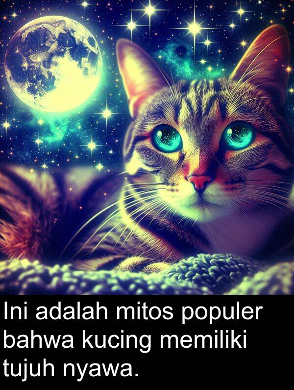 bahwa: Ini adalah mitos populer bahwa kucing memiliki tujuh nyawa.