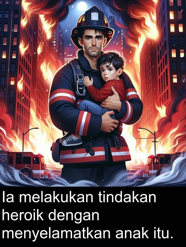 heroik: Ia melakukan tindakan heroik dengan menyelamatkan anak itu.