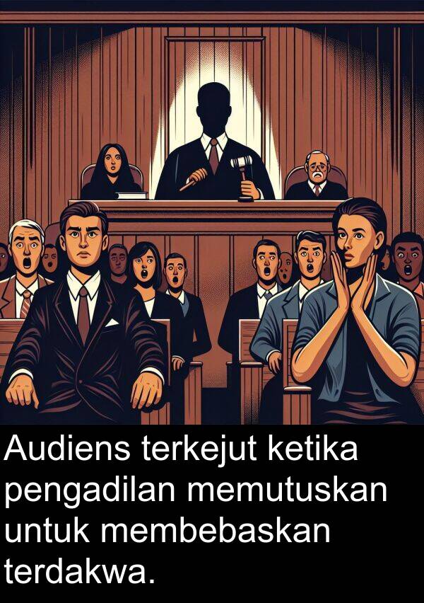 terkejut: Audiens terkejut ketika pengadilan memutuskan untuk membebaskan terdakwa.