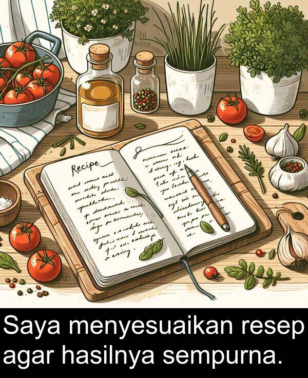 hasilnya: Saya menyesuaikan resep agar hasilnya sempurna.