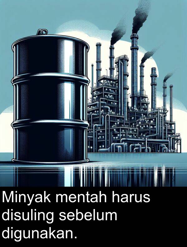 harus: Minyak mentah harus disuling sebelum digunakan.