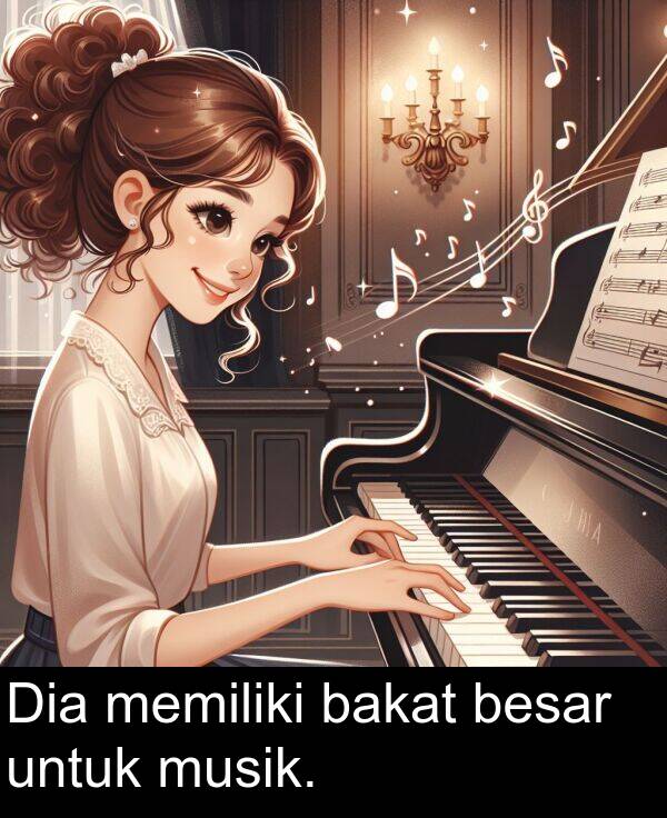 bakat: Dia memiliki bakat besar untuk musik.