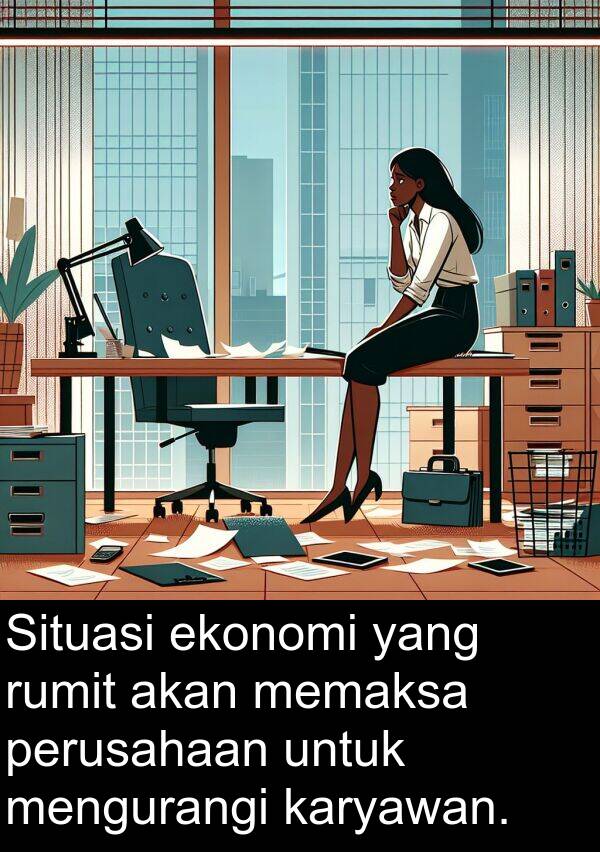 ekonomi: Situasi ekonomi yang rumit akan memaksa perusahaan untuk mengurangi karyawan.