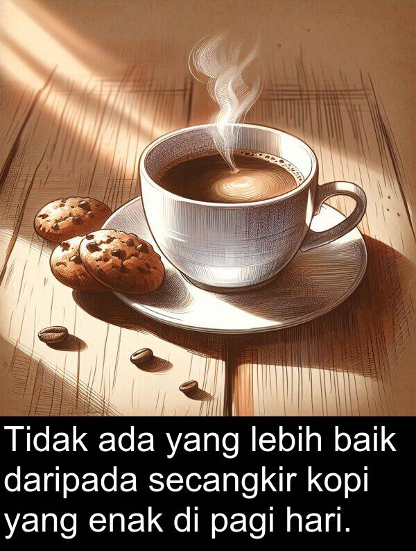 enak: Tidak ada yang lebih baik daripada secangkir kopi yang enak di pagi hari.