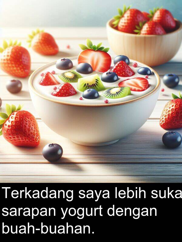 lebih: Terkadang saya lebih suka sarapan yogurt dengan buah-buahan.