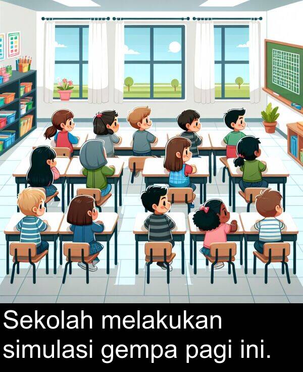 pagi: Sekolah melakukan simulasi gempa pagi ini.