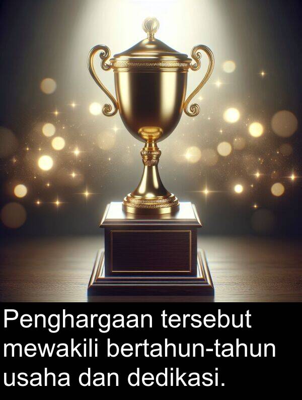 mewakili: Penghargaan tersebut mewakili bertahun-tahun usaha dan dedikasi.