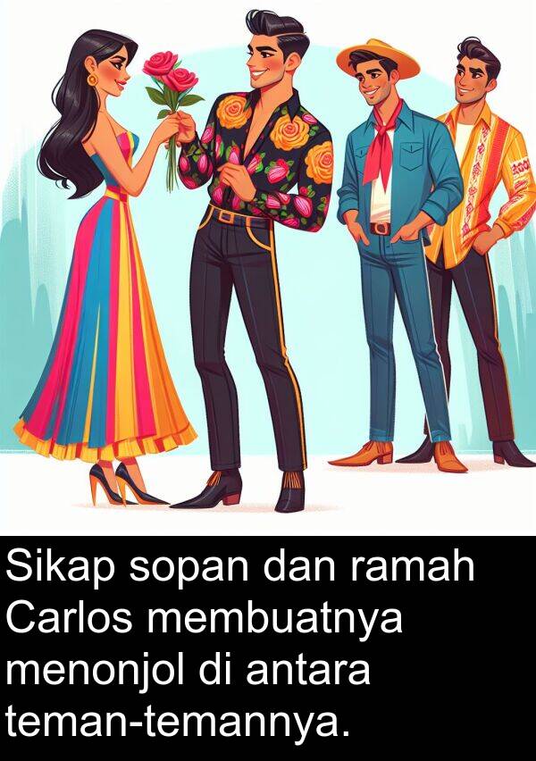 ramah: Sikap sopan dan ramah Carlos membuatnya menonjol di antara teman-temannya.