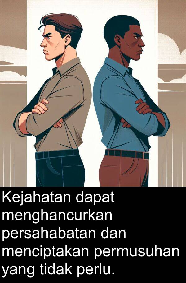 persahabatan: Kejahatan dapat menghancurkan persahabatan dan menciptakan permusuhan yang tidak perlu.