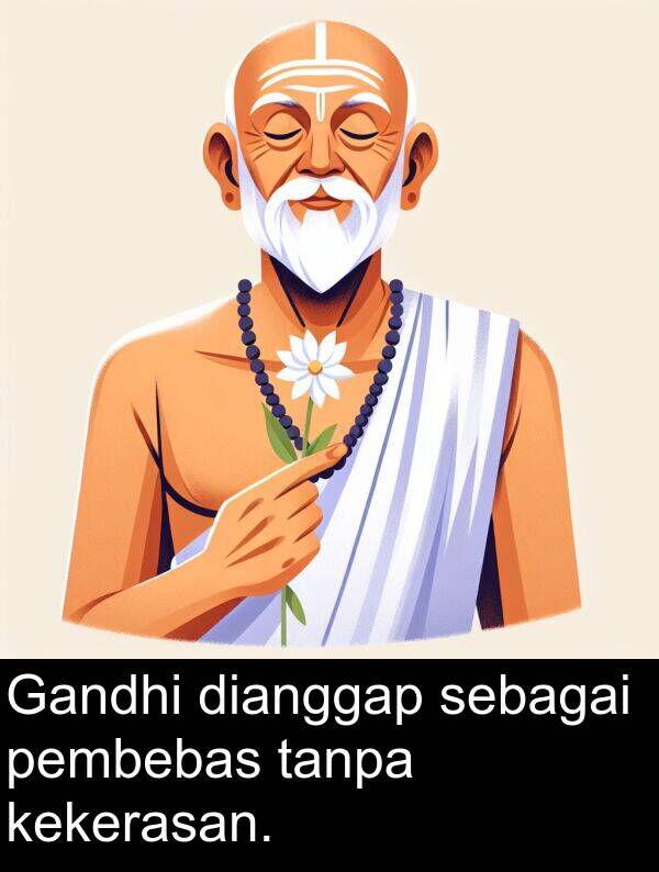 sebagai: Gandhi dianggap sebagai pembebas tanpa kekerasan.