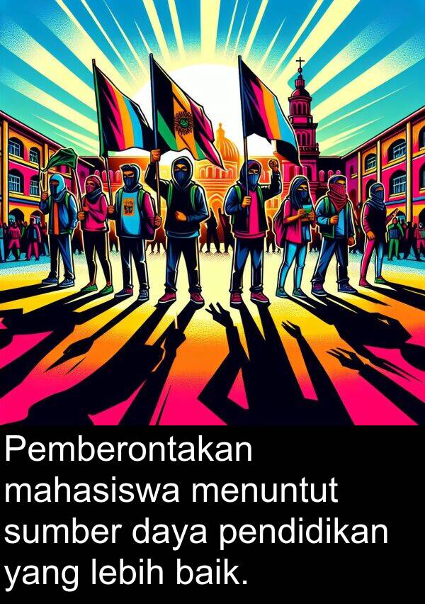 mahasiswa: Pemberontakan mahasiswa menuntut sumber daya pendidikan yang lebih baik.