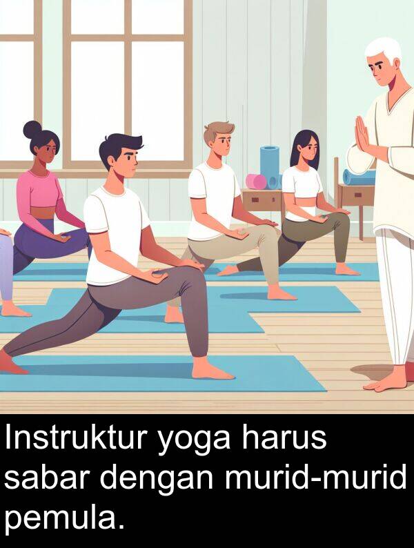 harus: Instruktur yoga harus sabar dengan murid-murid pemula.