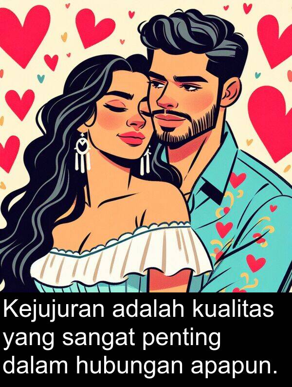 hubungan: Kejujuran adalah kualitas yang sangat penting dalam hubungan apapun.