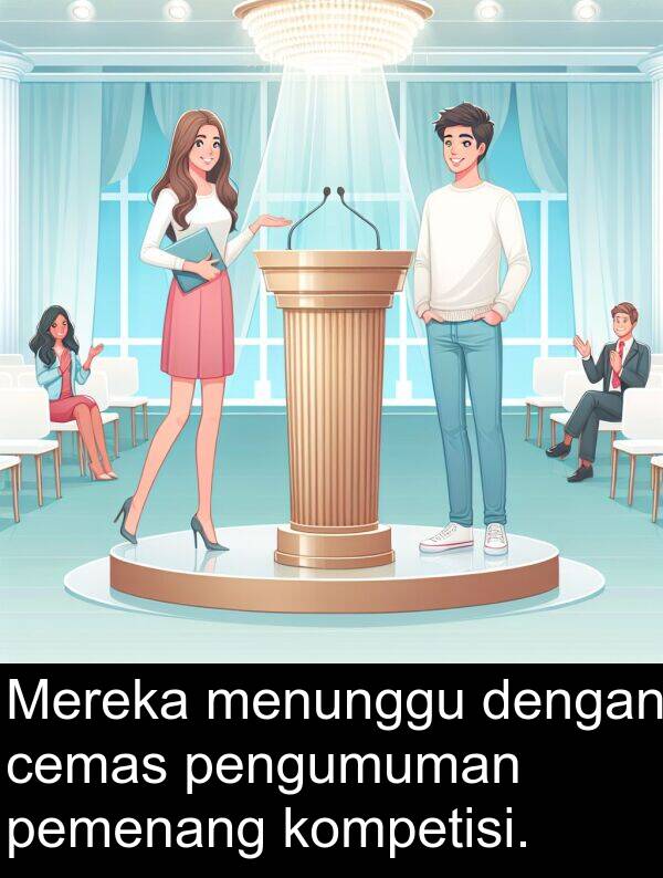 pemenang: Mereka menunggu dengan cemas pengumuman pemenang kompetisi.