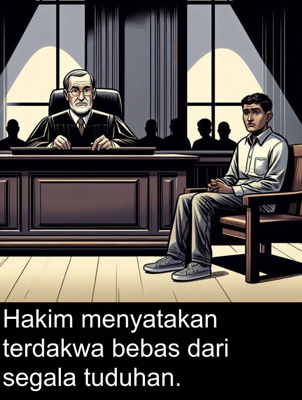 terdakwa: Hakim menyatakan terdakwa bebas dari segala tuduhan.