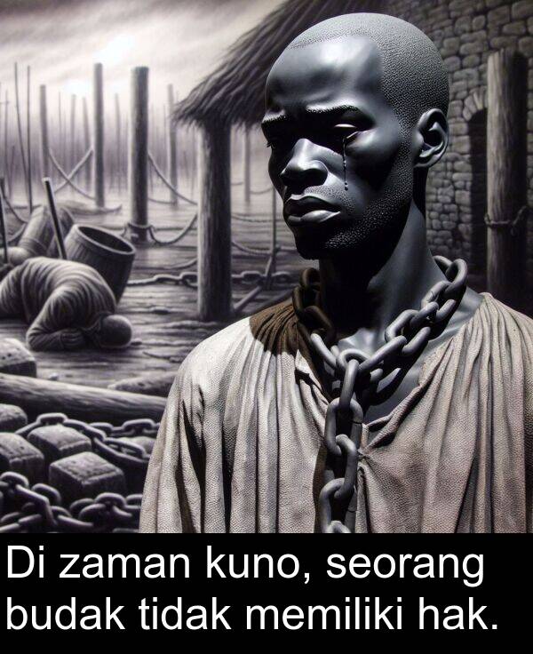 hak: Di zaman kuno, seorang budak tidak memiliki hak.