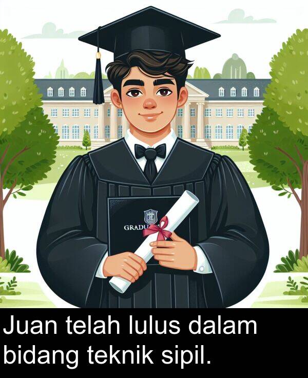 teknik: Juan telah lulus dalam bidang teknik sipil.