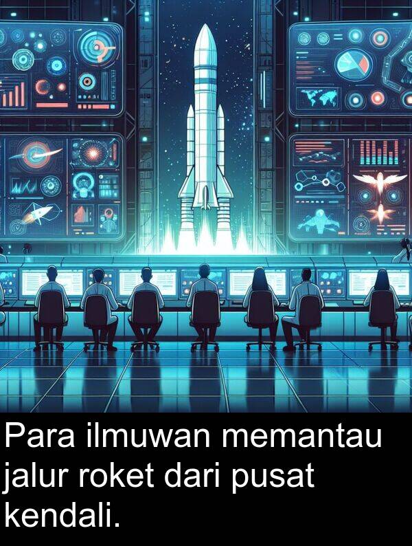 memantau: Para ilmuwan memantau jalur roket dari pusat kendali.