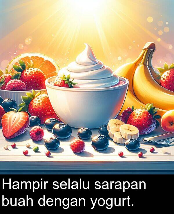 sarapan: Hampir selalu sarapan buah dengan yogurt.