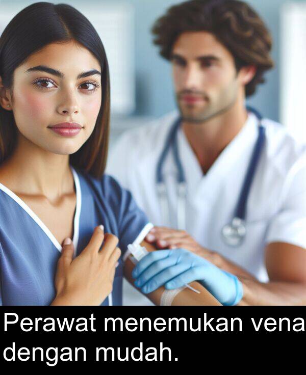 vena: Perawat menemukan vena dengan mudah.