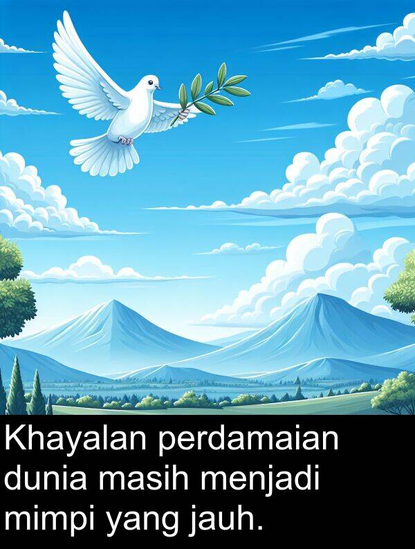 jauh: Khayalan perdamaian dunia masih menjadi mimpi yang jauh.